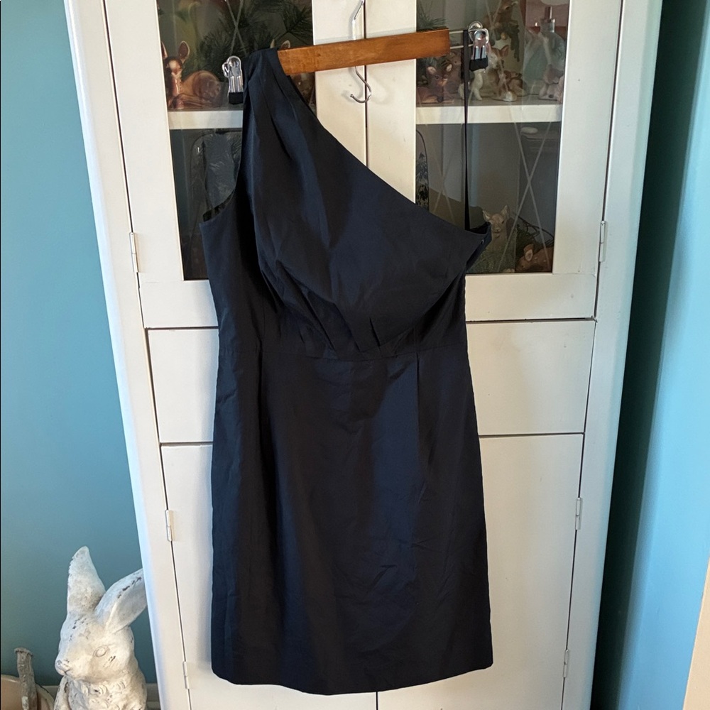 J. Crew sz 6 Silk Blend Black One-Shoulder Dress nwt with pockets